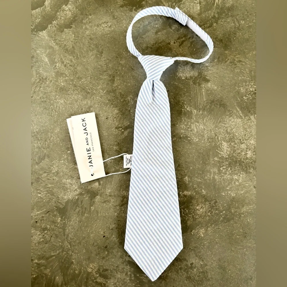 Janie and Jack blue white stripe seersucker tie size 0-24 months new